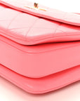 Lambskin Lacquered Quilted Mini Trendy CC Dual Handle Flap Bag Coral Pink