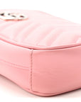 Calfskin Matelasse Mini GG Marmont Crossbody Bag Wild Rose