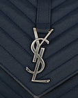 Sheepskin Matelasse Chevron Monogram Medium College Bag Navy