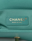 Caviar Chevron Quilted Small Boy Flap Green