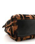 Shearling Nappa Macro FF 1974 Mini Peekaboo Iconic Satchel Tobacco Black