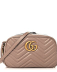 Calfskin Matelasse Small GG Marmont Chain Shoulder Bag Porcelain Rose
