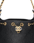 Washed Denim Quilted Mini CHNL 25 Handbag Black