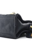 Chevre Gold Metallic Edge Hardware Mini City Bleu Nuit Dark Sea