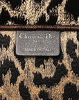 Canvas Velvet Embroidered Large Leopard Book Tote Tote Beige