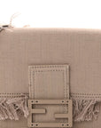 Nylon Fabric Jacquard FF Fringed Baguette Cuoio Pietra