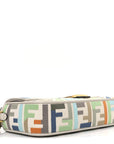 Canvas Vitello Seta FF Multicolor Embroidered Baguette Grezzo Multicolor Latte