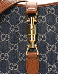 New Denim GG Monogram Calfskin Small Jackie 1961 Hobo Blue Tea Cuir