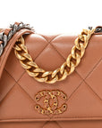 Lambskin Quilted CHNL 19 Wallet On Chain WOC Brown