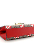 GG Supreme Monogram Apple Small Padlock Shoulder Bag Beige Multicolor Lobster Red