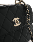 Lambskin Quilted Small Trendy CC Dual Handle Flap Bag Black