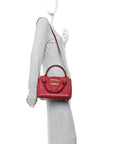 Soft Grain Calfskin Small Buckle Tote Parade Red