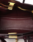 Calfskin Crocodile Embossed Mini Bel Air Carry All Bag Dark Burgundy
