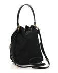 Nylon Vela Saffiano Mini Bucket Crossbody Bag Black