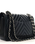 Lambskin Chevron Quilted Small Double Flap Black
