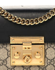 GG Supreme Monogram Calfskin Small Padlock Shoulder Bag Beige Black Cuir