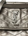 Crinkled Calfskin Matelasse Monogram Baby Niki Chain Satchel Platinum