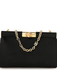 Satin Small Marlene Chain Clutch Black