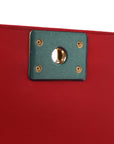 Lambskin Chevron Chain Stitched Medium Boy Flap Red