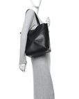 Shiny Calfskin Medium Puzzle Fold Tote Black