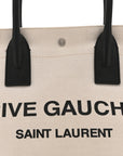 Linen Calfskin Small Rive Gauche Tote Greggio Natural