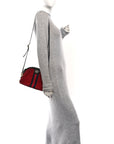 Suede Patent Web GG Small Ophidia Dome Shoulder Bag Hibiscus Red