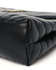 Calfskin Y Quilted Monogram Medium Loulou Chain Satchel Black
