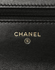 Lambskin Quilted CHNL 19 Wallet On Chain WOC Black