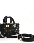Lambskin Cannage Butterfly Studs Small Lady D-Joy Black