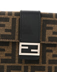 Recycled Fabric Jacquard Vitello Grace FF 1974 Baguette Belt Pouch Tobacco Moro Black