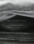 Sheepskin Matelasse Chevron Monogram Monochrome Medium College Bag Black