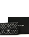 Caviar Quilted Medium Double Flap Black