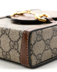 GG Supreme Monogram Mini Horsebit 1955 Crossbody Bag Beige Brown Sugar