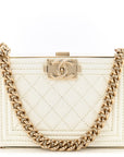 Patent Calfskin Boy Minaudiere White