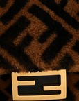 Shearling Vitello Dolce Macro FF 1974 Mini Baguette Tobacco Black