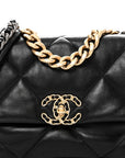 Goatskin Quilted Medium CHNL 19 Flap Black