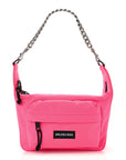 Recycled Sport Nylon Chain Logo Medium Raver Bag Fluo Pink Black