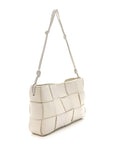 Calfskin Maxi Intrecciato Cassette Pouch On Strap Chalk