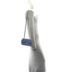 Tweed Quilted Mini Rectangular Flap Blue White