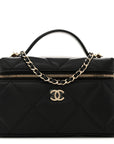 Caviar Quilted Top Handle Slim Vanity With Chain Black