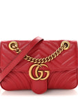 Calfskin Matelasse Mini GG Marmont Shoulder Bag Hibiscus Red