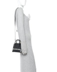 Signature Grained Calfskin Logo XXS Ville Top Handle Bag Black White