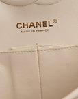 Caviar Quilted Medium Double Flap White