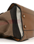 Mega Check Grained Calfskin Medium Harcourt Satchel Saddle Brown