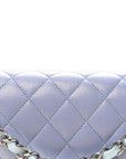 Perforated Lambskin Quilted Medium Double Flap Light Blue Light Purple White