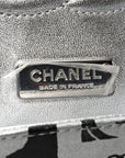 Lambskin Graffiti Printed Medium Double Flap Black Silver