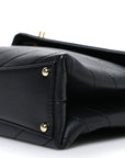 Lambskin Chevron Stitched Medium Envelope Flap Black