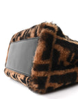 Shearling Nappa Macro FF 1974 Mini Peekaboo Iconic Satchel Tobacco Black