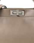 Vitello Morgan Shiny Nappa Medium Peekaboo Iconic Satchel Tortora