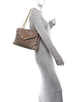 Suede Y Quilted Monogram Medium Loulou Chain Satchel Taupe